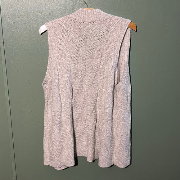 Chicos Cable Knit Sweater Vest grey Open Front Cardigan Size 3 - Picture 5 of 5